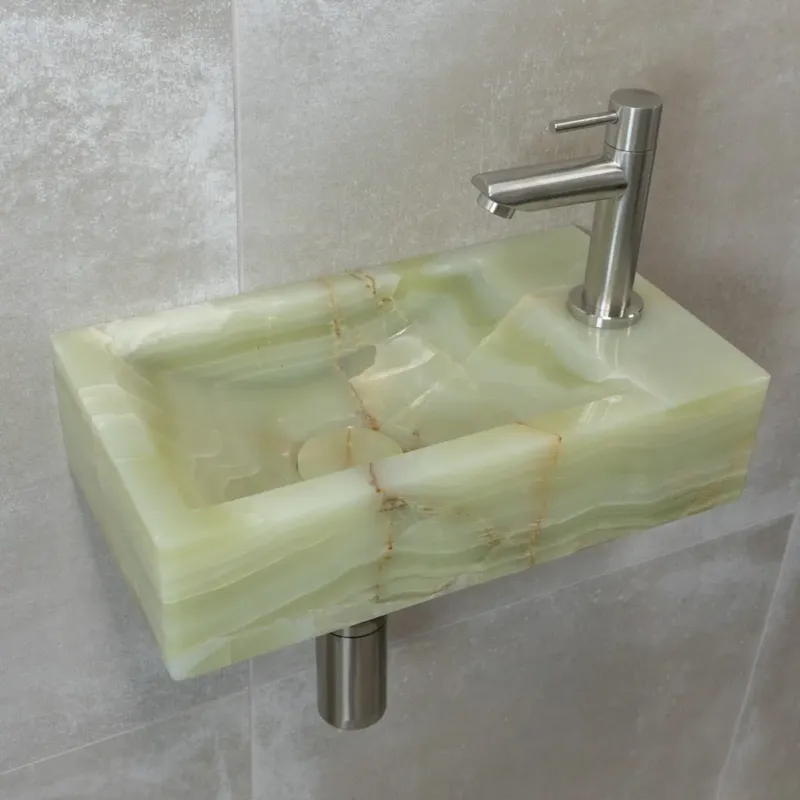 Saniclear Green Onyx fonteinset met rechte kraan in RVS Actieprijs