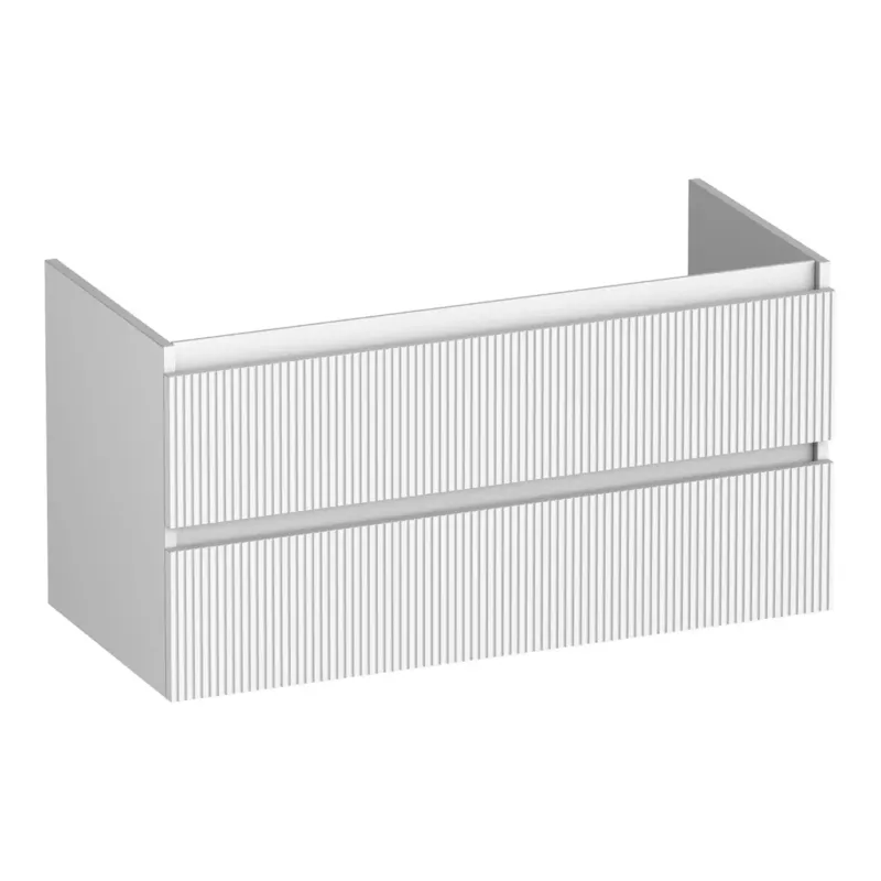 Flitsaanbieding Brauer Joy Wavy onderkast ribbelfront 100cm met 2 softclose lades wit mat