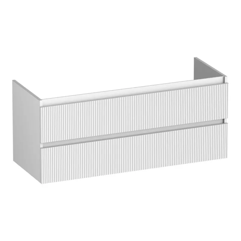 Fabrieksprijs Brauer Joy Wavy onderkast ribbelfront 120cm met 2 softclose lades en 1 sifon uitsparing wit mat