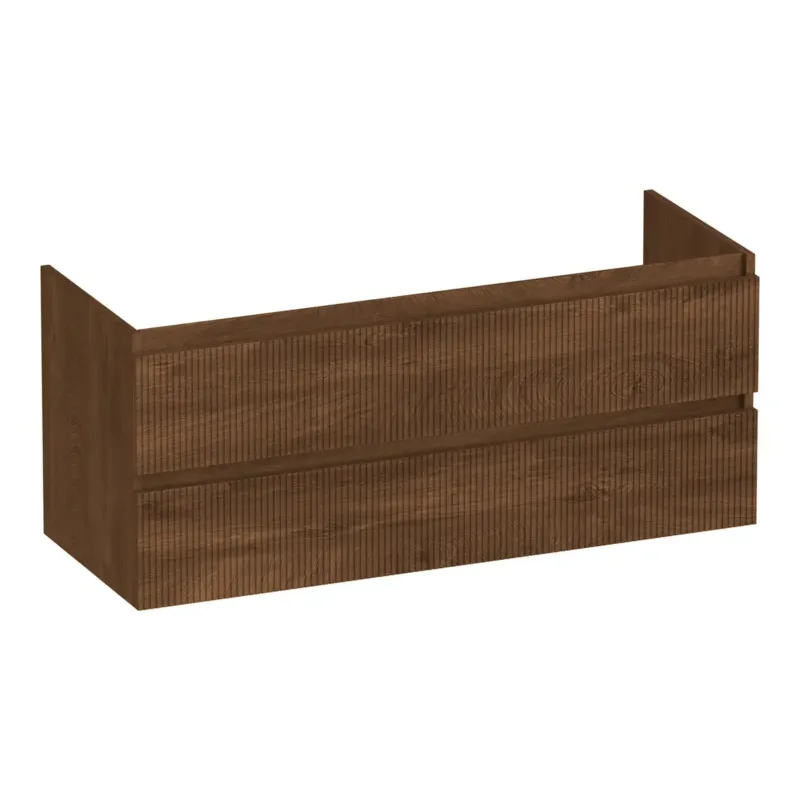 Gereduceerde Prijs Brauer Joy Wavy onderkast ribbelfront 120cm met 2 softclose lades en 2 sifon uitsparingen forest cacao