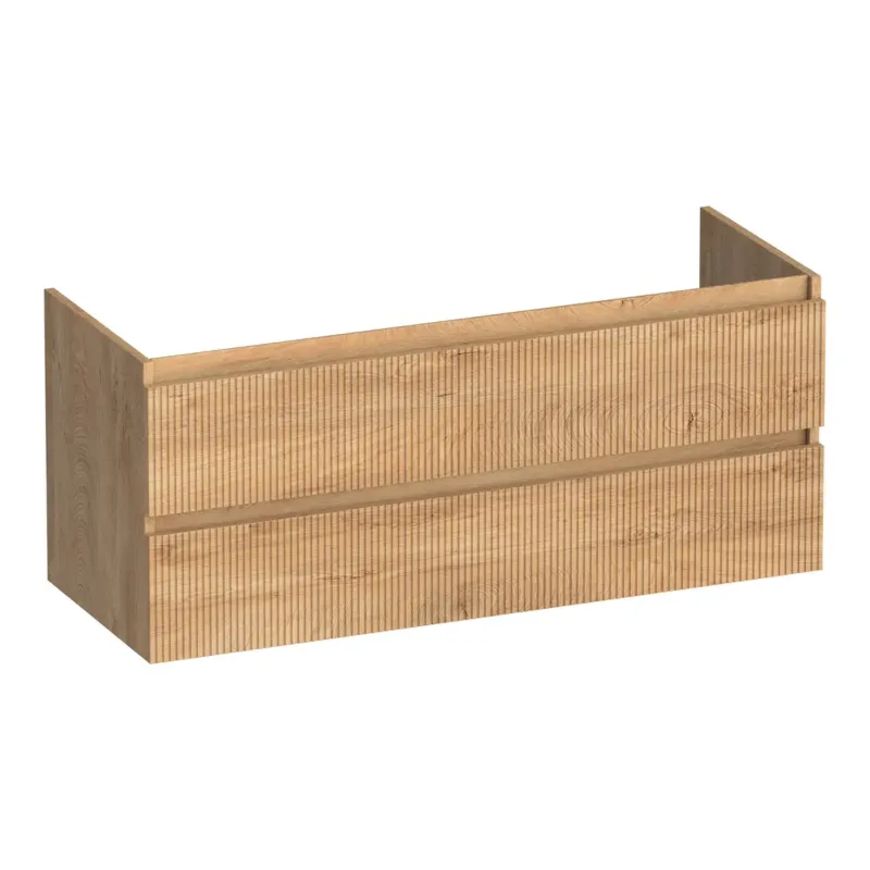 Brauer Joy Wavy onderkast ribbelfront 120cm met 2 softclose lades en 2 sifon uitsparingen forest tan Exclusieve Aanbieding