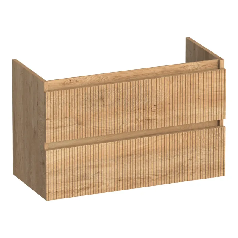 Gratis Retour Brauer Joy Wavy onderkast ribbelfront ondiep 80cm met 2 softclose lades forest tan