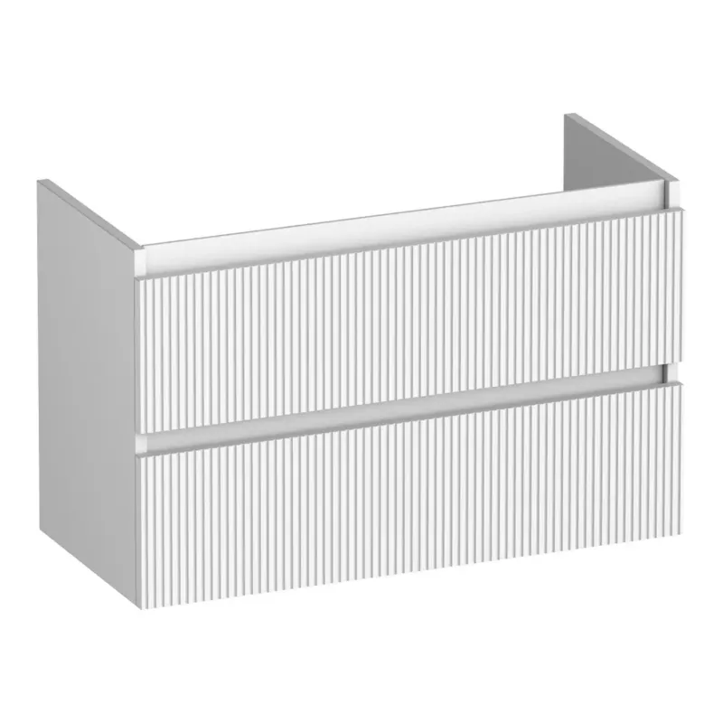Brauer Joy Wavy onderkast ribbelfront ondiep 80cm met 2 softclose lades wit mat Korting