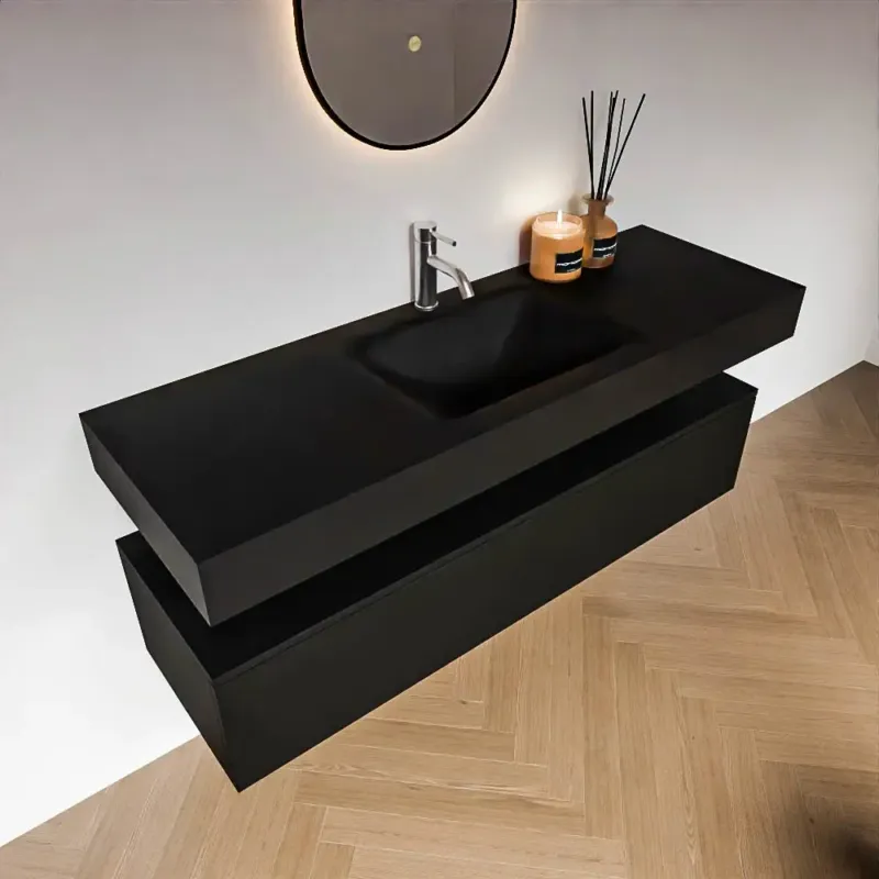 Zaro Alan badmeubel 140cm urban 1 lade met vrijhangende wastafel cloud midden 1 kraangat urban Alleen Vandaag