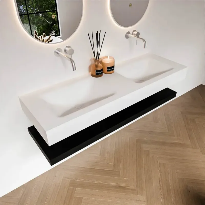 Betrouwbaar Zaro Alan badmeubel 140cm met planchet urban en vrijhangende wastafel cloud dubbel zonder kraangat talc