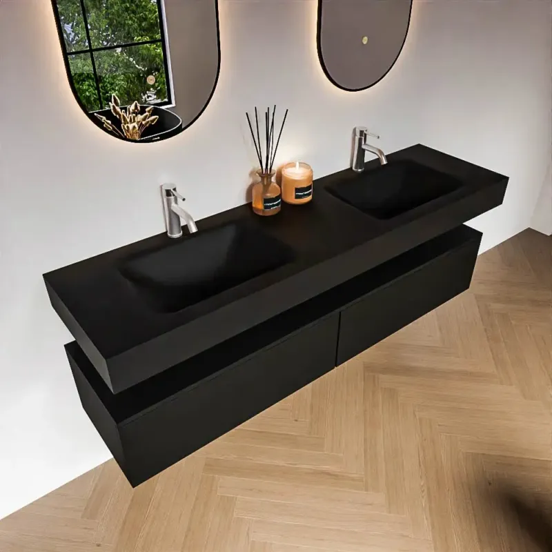 Zaro Alan badmeubel 170cm urban 2 lades met vrijhangende wastafel cloud dubbel 2 kraangaten urban Must-Have