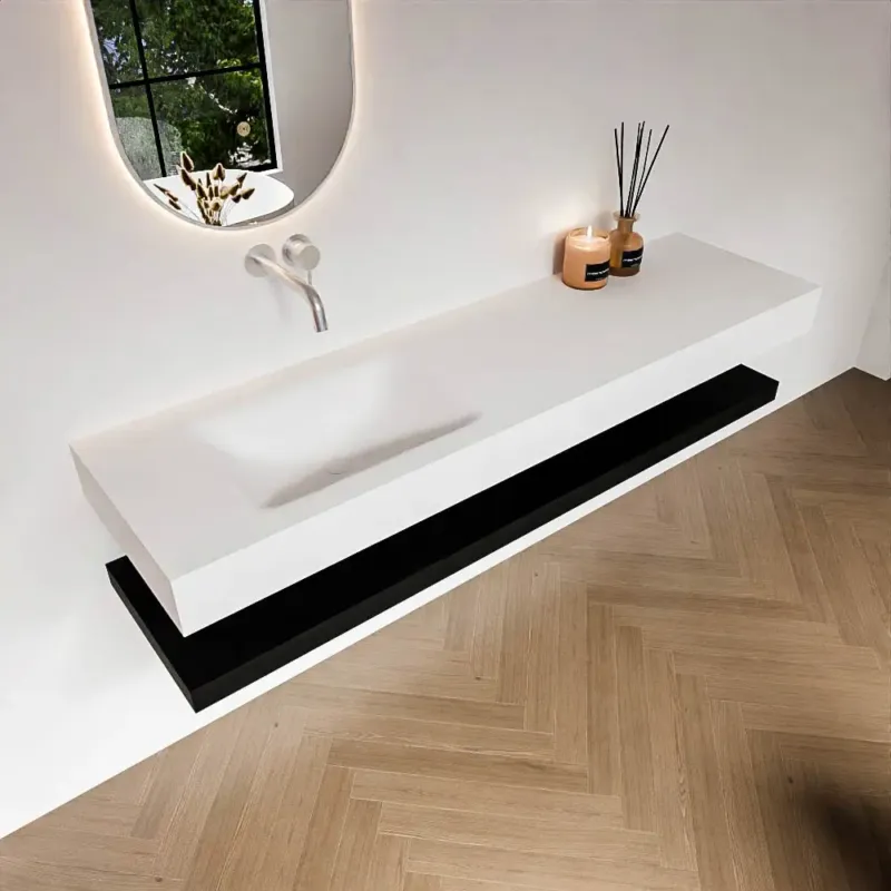 Zaro Alan badmeubel 170cm met planchet urban en vrijhangende wastafel cloud links zonder kraangat talc Koop Vandaag