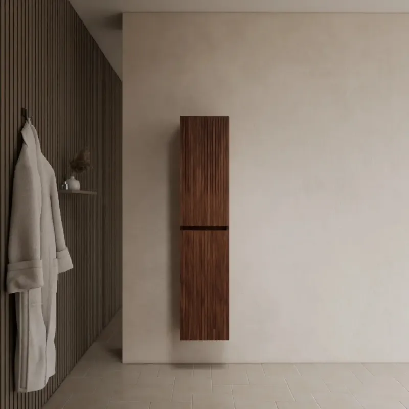 Actieprijs Gliss Design Timotheus kolomkast met ribbelfront 160cm walnut