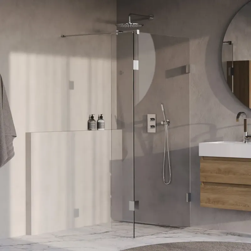 Betaalbaar Brauer Void profielloze inloopdouche 100cm met 30cm zijwand chroom