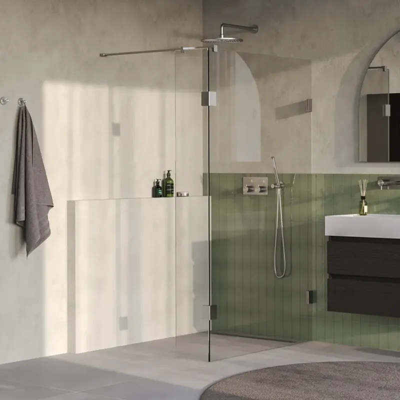 Brauer Void profielloze inloopdouche 120cm met 30cm zijwand RVS geborsteld PVD Koopje