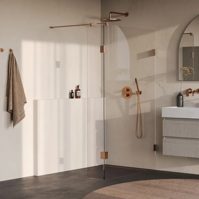 Betrouwbaar Brauer Void profielloze inloopdouche 120cm met 30cm zijwand koper geborsteld PVD