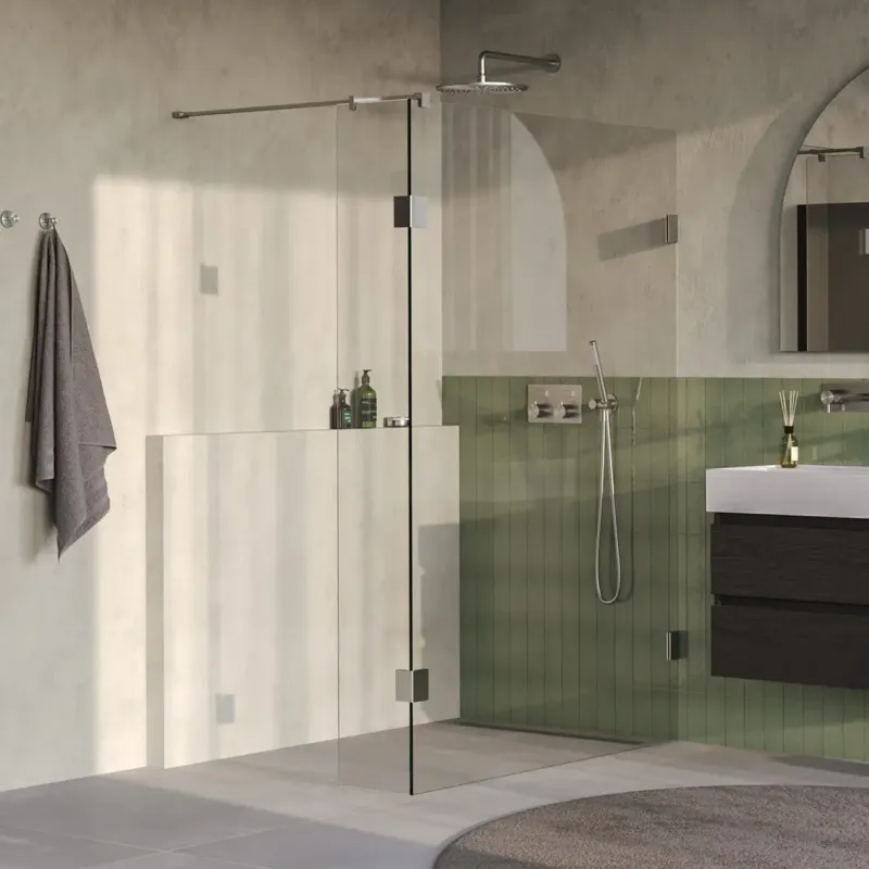 Gecertificeerd Brauer Void profielloze inloopdouche 140cm met 30cm zijwand RVS geborsteld PVD