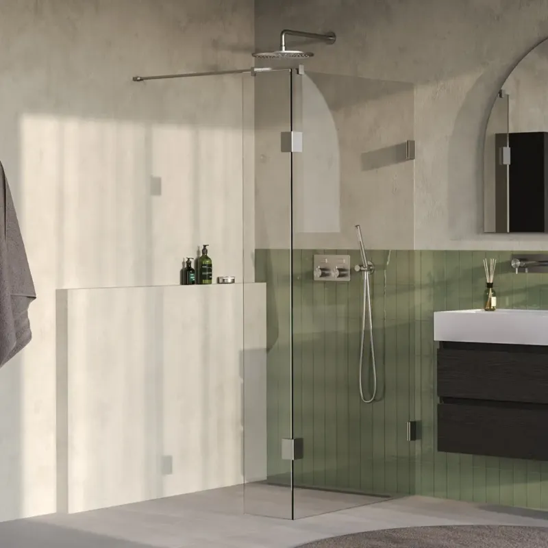 Actieprijs Brauer Void profielloze inloopdouche 90cm met 40cm zijwand RVS geborsteld PVD