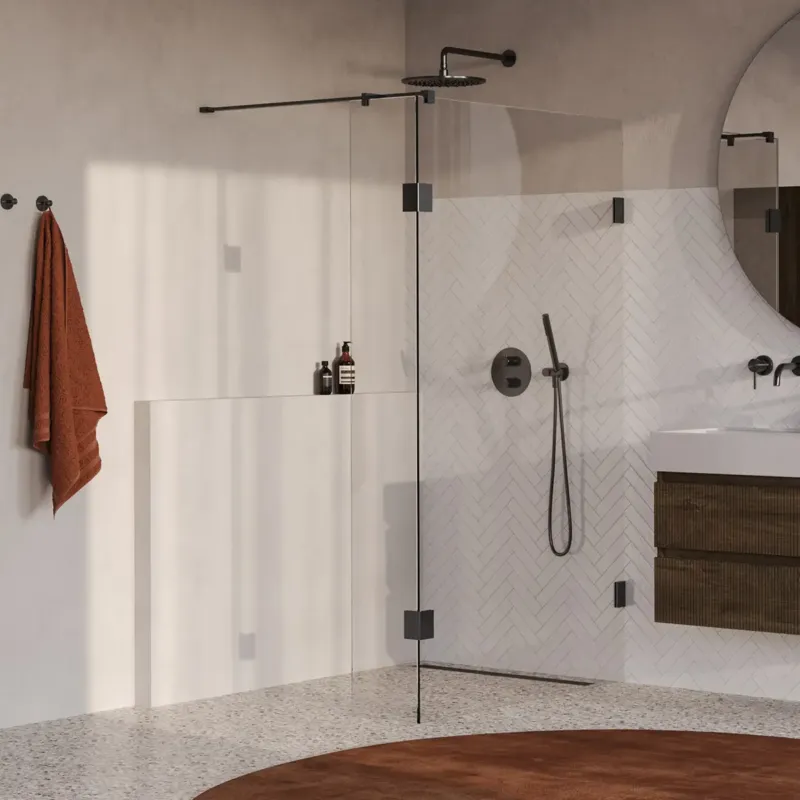 Direct Verzonden Brauer Void profielloze inloopdouche 120cm met 40cm zijwand gunmetal geborsteld PVD
