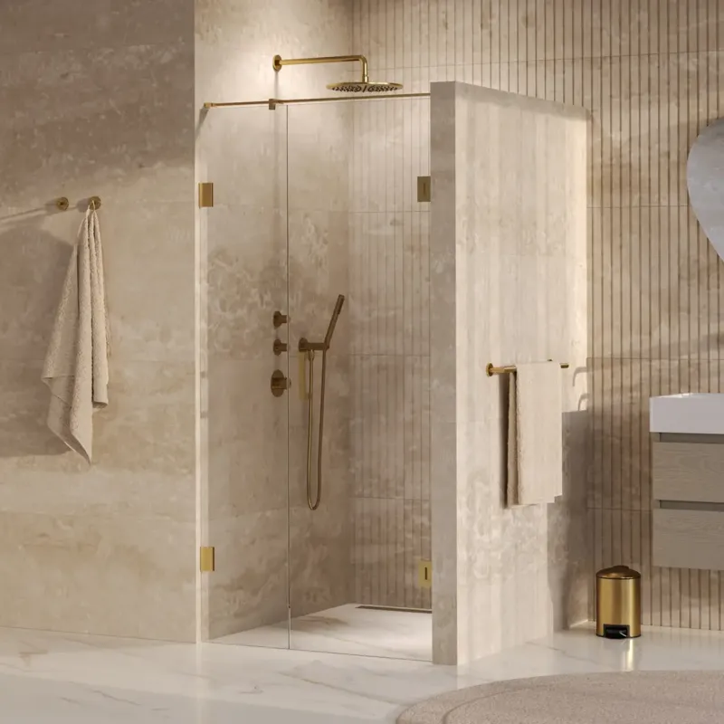 Brauer Void profielloze nisdeur 90cm met draaideur 60cm aan muur messing geborsteld PVD Voordeelprijs