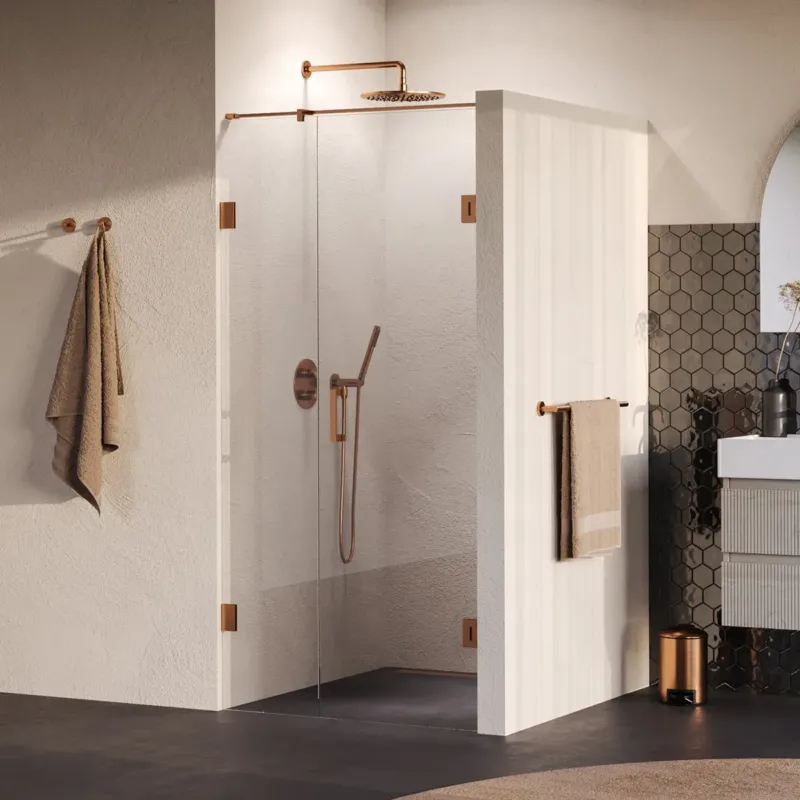 Brauer Void profielloze nisdeur 100cm met draaideur 60cm aan muur koper geborsteld PVD Veilige Betaling