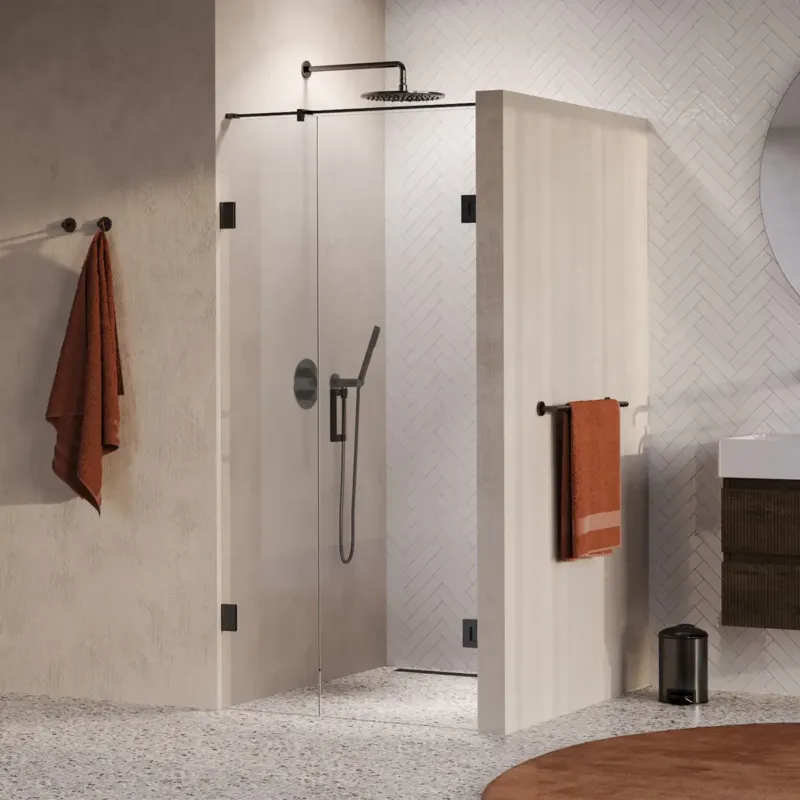 Brauer Void profielloze nisdeur 100cm met draaideur 60cm aan muur gunmetal geborsteld PVD Rechtstreeks Van De Fabrikant