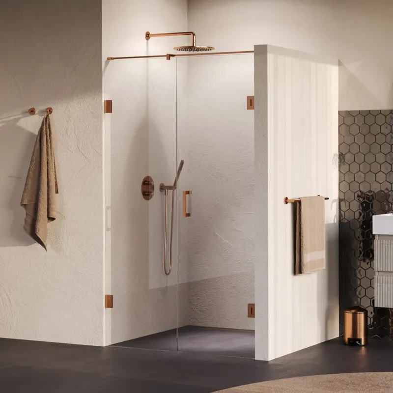 Direct Verzonden Brauer Void profielloze nisdeur 110cm met draaideur 60cm aan muur koper geborsteld PVD