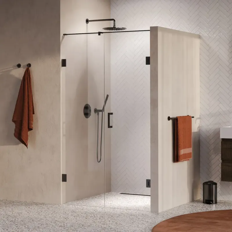 Lage Prijs Brauer Void profielloze nisdeur 120cm met draaideur 60cm aan muur gunmetal geborsteld PVD