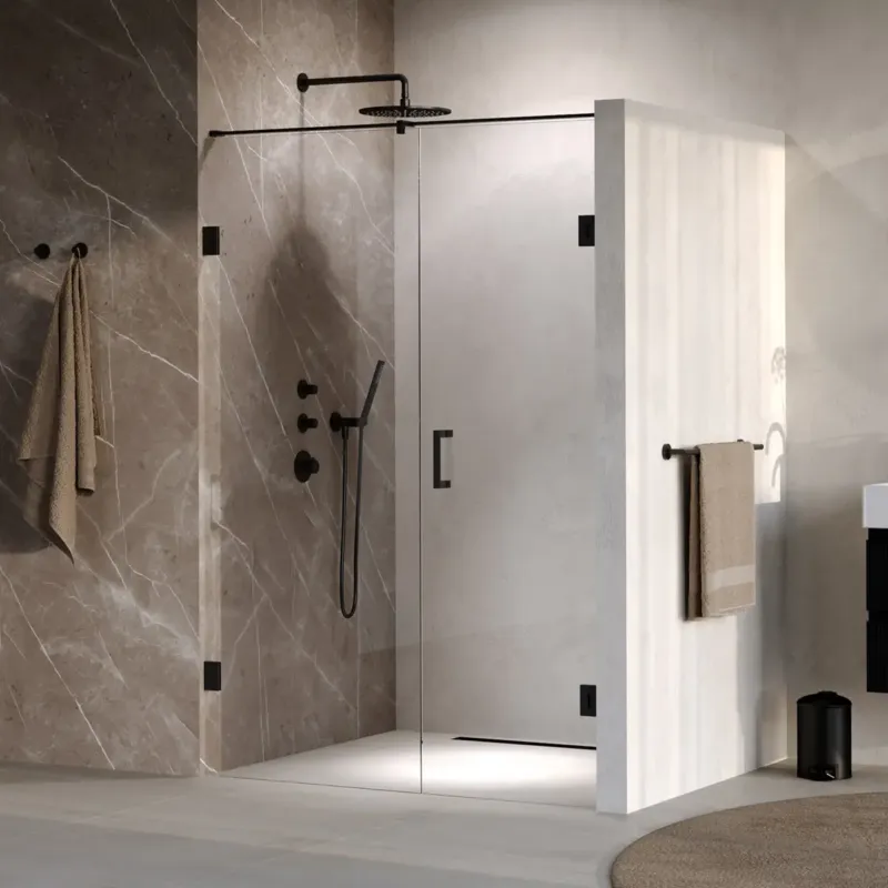 Brauer Void profielloze nisdeur 130cm met draaideur 60cm aan muur zwart mat Gereduceerde Prijs