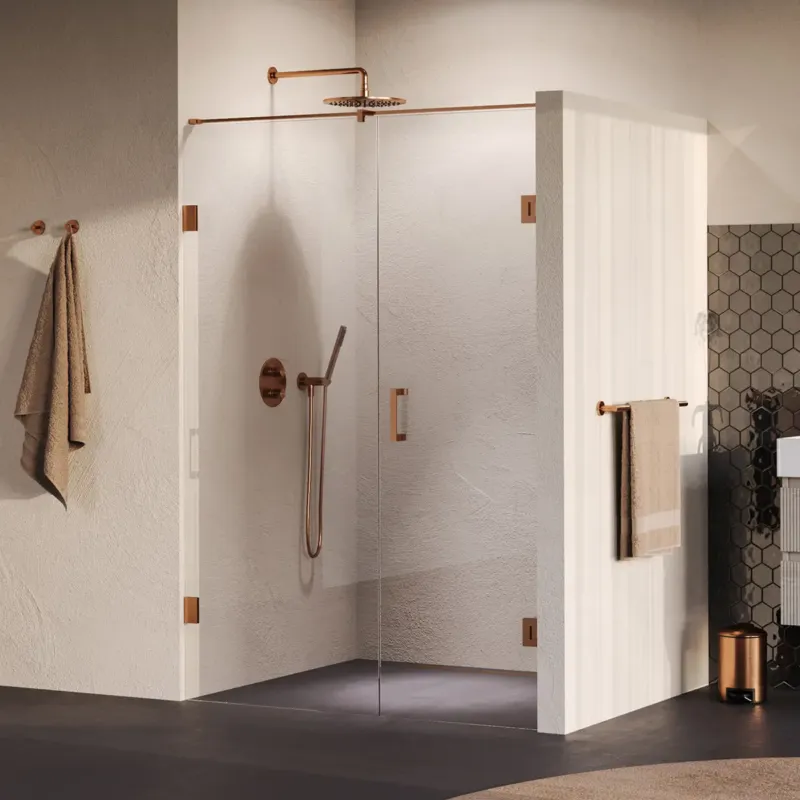Finale Uitverkoop Brauer Void profielloze nisdeur 140cm met draaideur 70cm aan muur koper geborsteld PVD