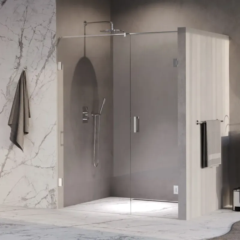 Express Levering Brauer Void profielloze nisdeur 150cm met draaideur 70cm aan muur chroom