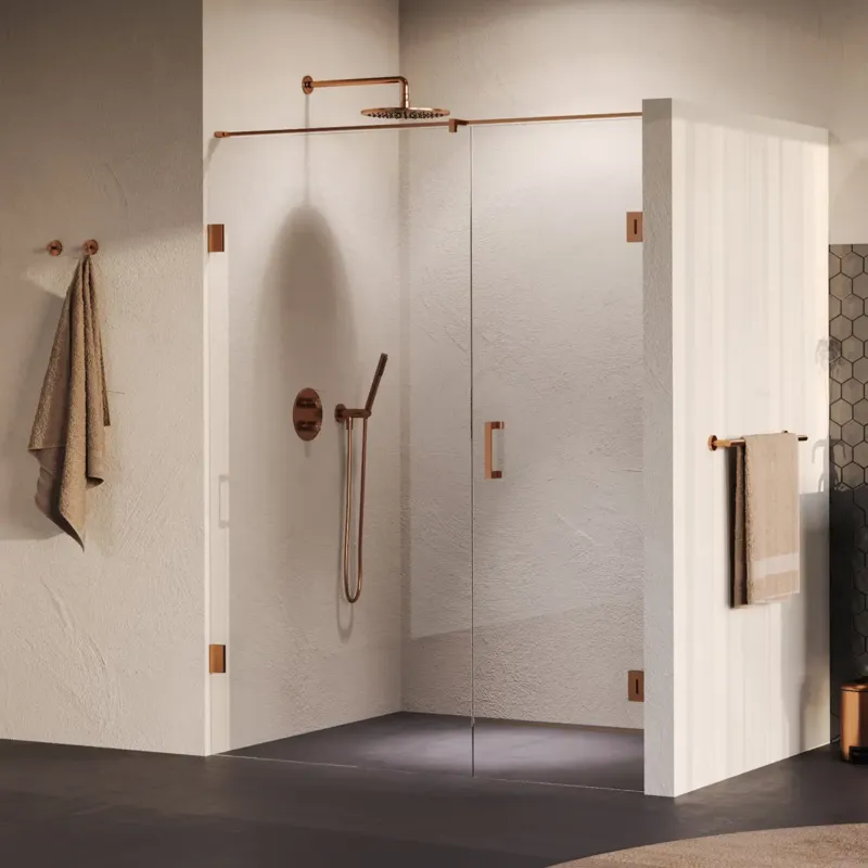 Aanbieding Brauer Void profielloze nisdeur 160cm met draaideur 70cm aan muur koper geborsteld PVD