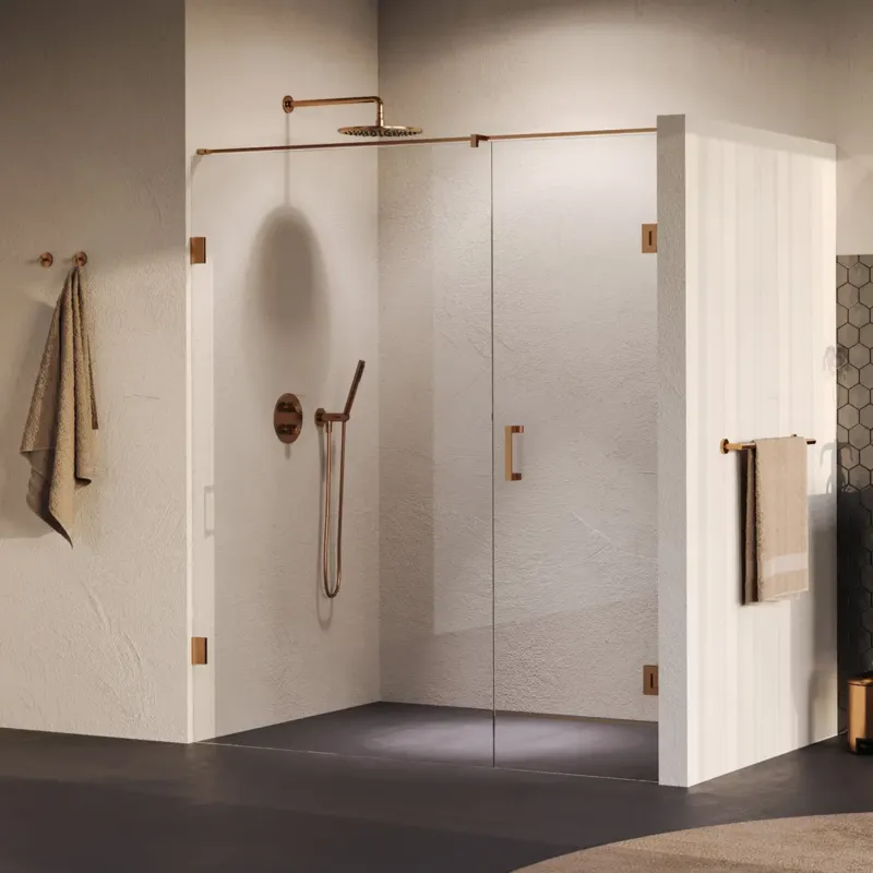 Beperkt Aanbod Brauer Void profielloze nisdeur 180cm met draaideur 70cm aan muur koper geborsteld PVD