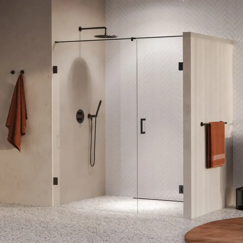 Alleen Vandaag Brauer Void profielloze nisdeur 180cm met draaideur 70cm aan muur gunmetal geborsteld PVD