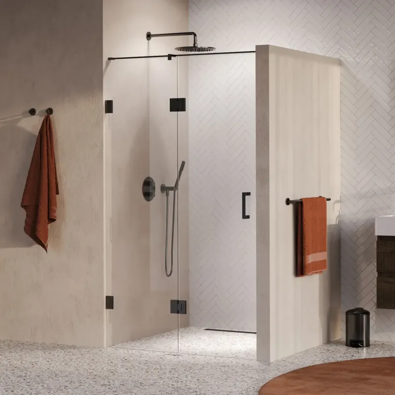 Brauer Void profielloze nisdeur 120cm met draaideur 60cm aan glas gunmetal geborsteld PVD Must-Have
