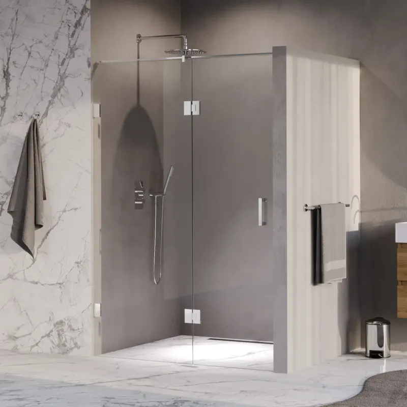 Brauer Void profielloze nisdeur 130cm met draaideur 60cm aan glas chroom Gereduceerde Prijs
