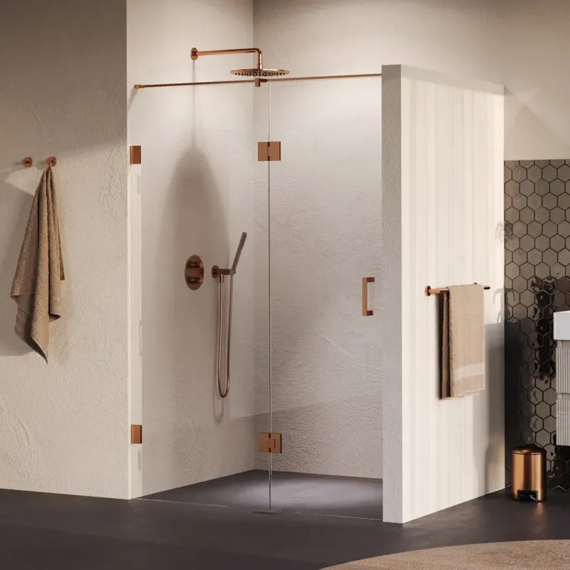 Laatste Versie Brauer Void profielloze nisdeur 130cm met draaideur 60cm aan glas koper geborsteld PVD