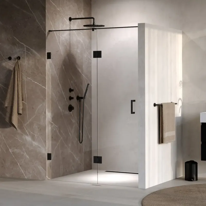 Brauer Void profielloze nisdeur 140cm met draaideur 70cm aan glas zwart mat Seizoensaanbieding