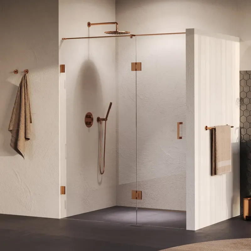 Direct Beschikbaar Brauer Void profielloze nisdeur 160cm met draaideur 70cm aan glas koper geborsteld PVD