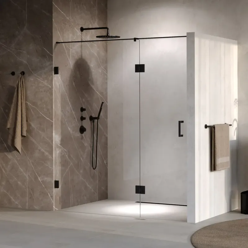 Brauer Void profielloze nisdeur 170cm met draaideur 70cm aan glas zwart mat Fabrieksprijs