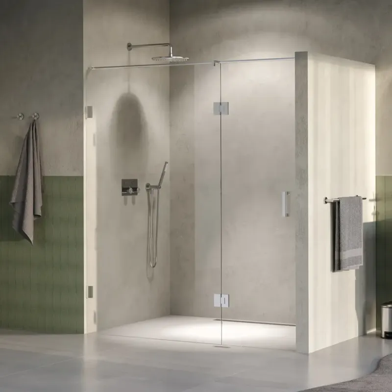 Brauer Void profielloze nisdeur 180cm met draaideur 70cm aan glas RVS geborsteld PVD Shop Nu