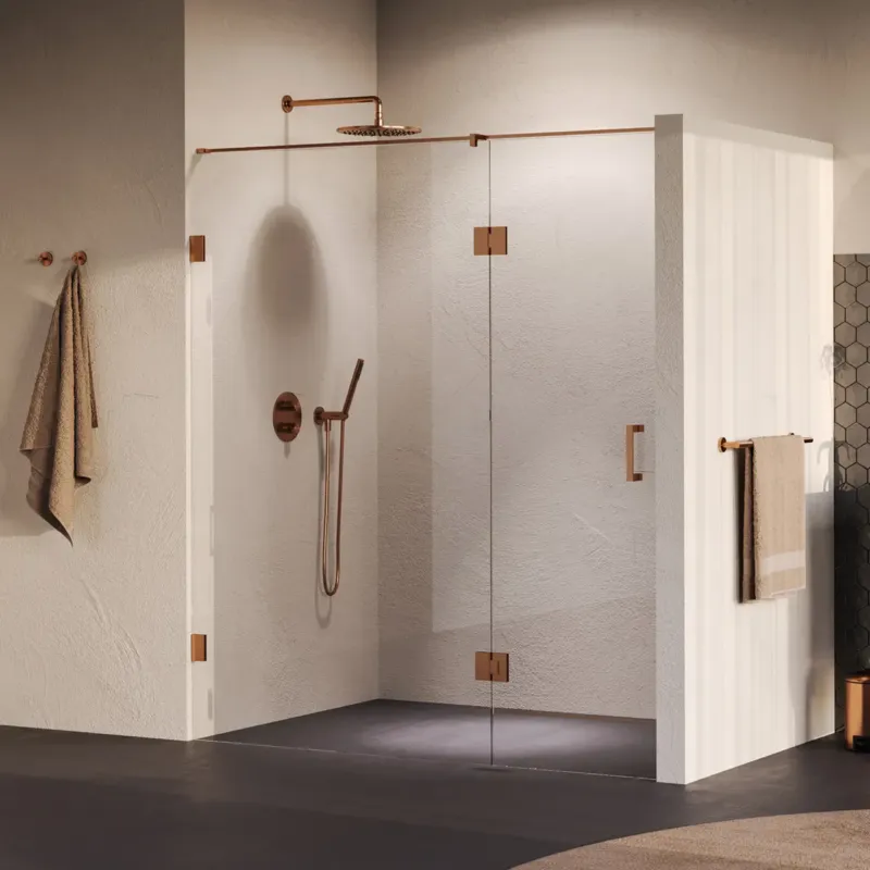 Fabrieksprijs Brauer Void profielloze nisdeur 180cm met draaideur 70cm aan glas koper geborsteld PVD