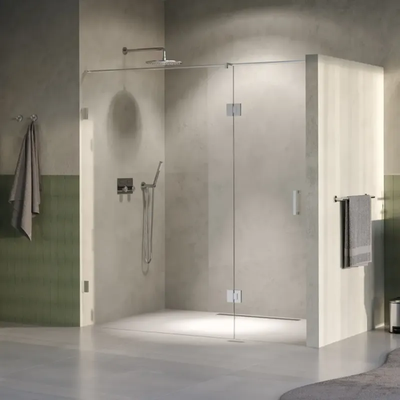 Korting Brauer Void profielloze nisdeur 200cm met draaideur 70cm aan glas RVS geborsteld PVD