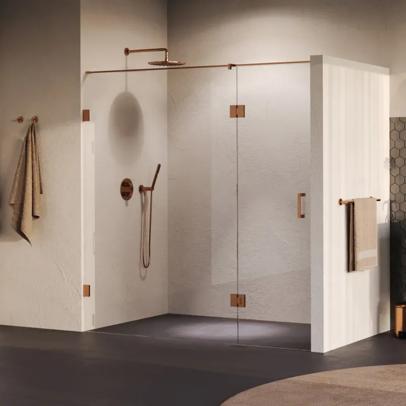 Brauer Void profielloze nisdeur 200cm met draaideur 70cm aan glas koper geborsteld PVD Koop Vandaag