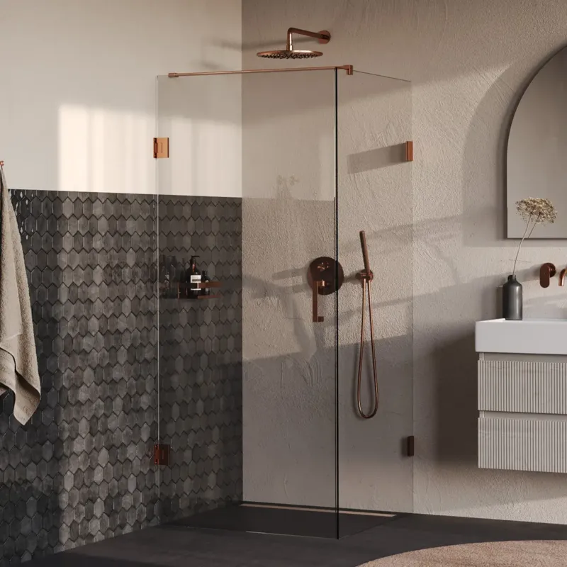 Exclusieve Aanbieding Brauer Void profielloze douchecabine 80x80cm koper geborsteld PVD