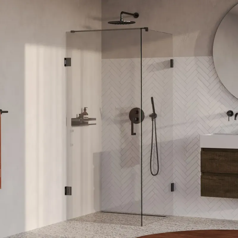 Hete Deal Brauer Void profielloze douchecabine 90x90cm gunmetal geborsteld PVD