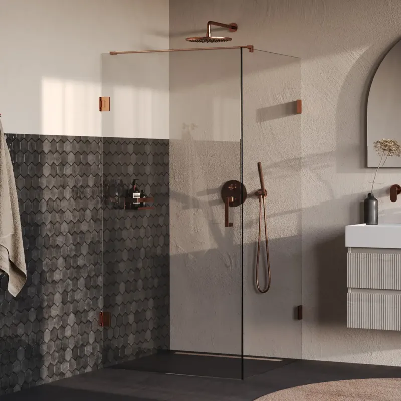 Brauer Void profielloze douchecabine 100x100cm koper geborsteld PVD Express Levering