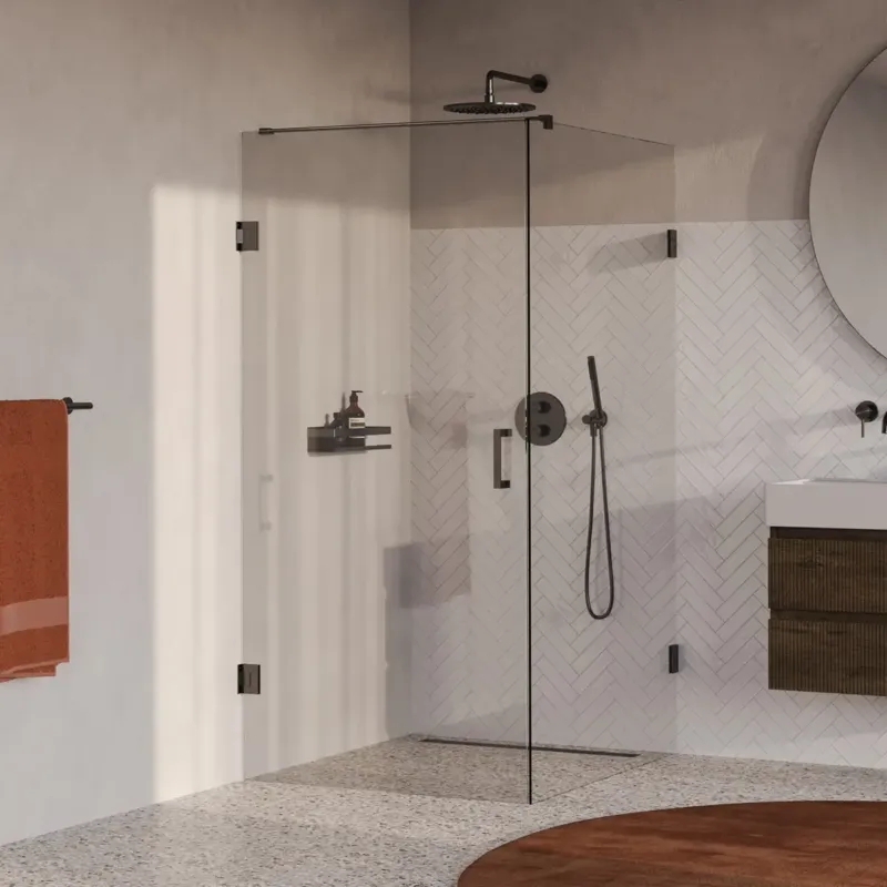 Bestseller Brauer Void profielloze douchecabine 100x120cm gunmetal geborsteld PVD