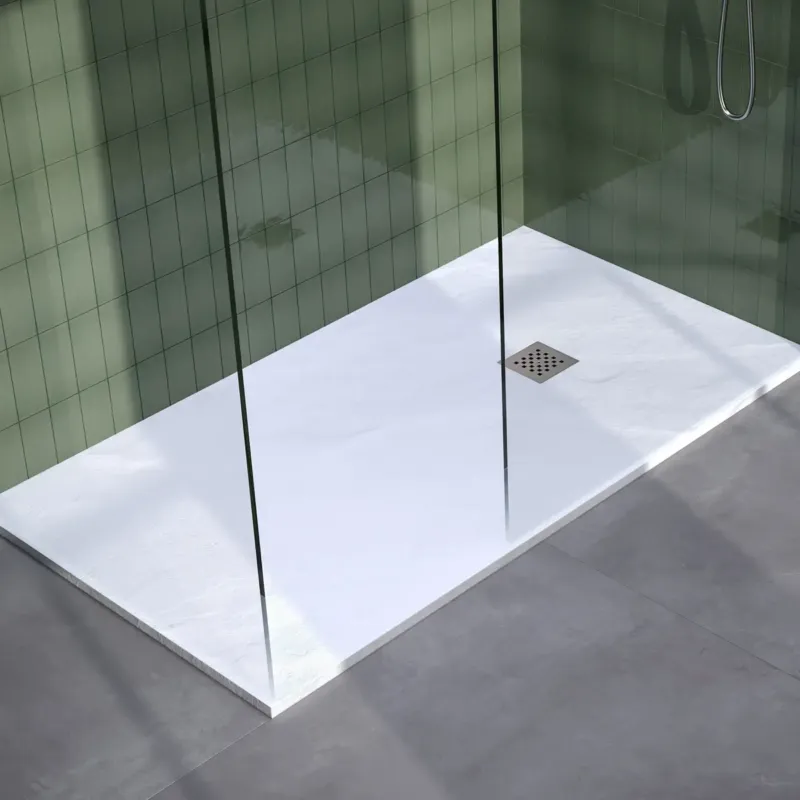 Brauer Asteroid douchevloer 90x180cm mineraalmarmer wit mat Alleen Vandaag