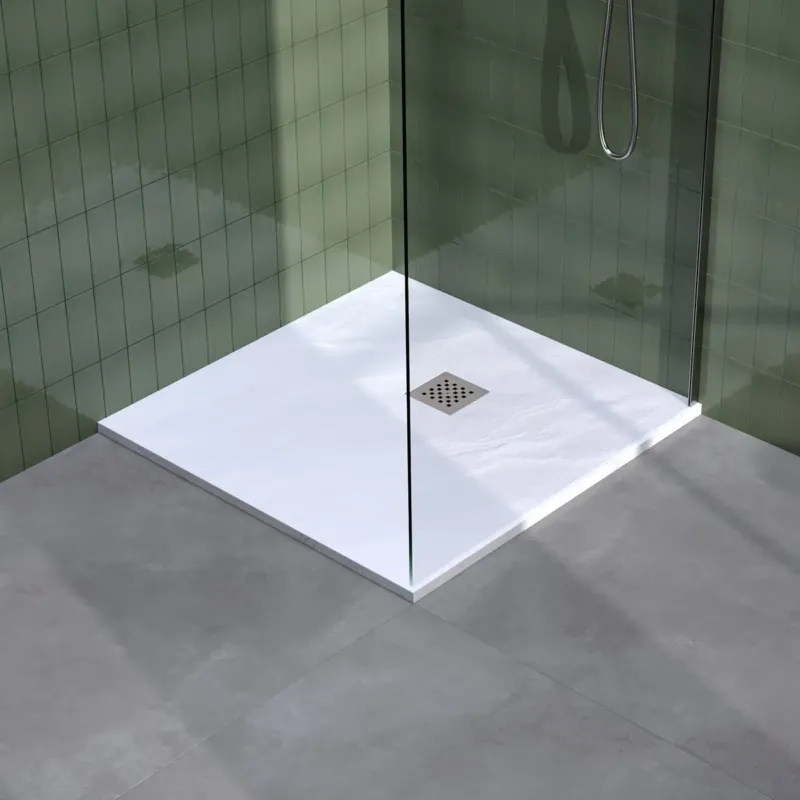 Brauer Asteroid douchevloer 100x100cm mineraalmarmer wit mat Beperkte Voorraad