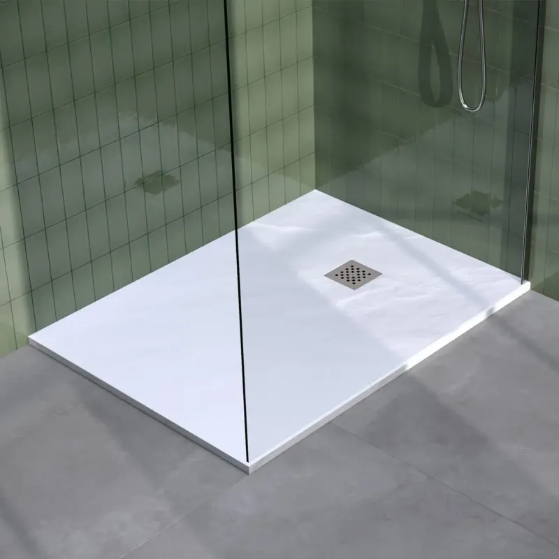 Brauer Asteroid douchevloer 100x140cm mineraalmarmer wit mat Nu Kopen