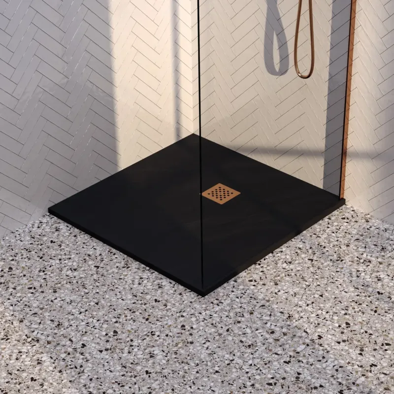 Brauer Asteroid douchevloer 100x100cm mineraalmarmer zwart mat Snelle Levering