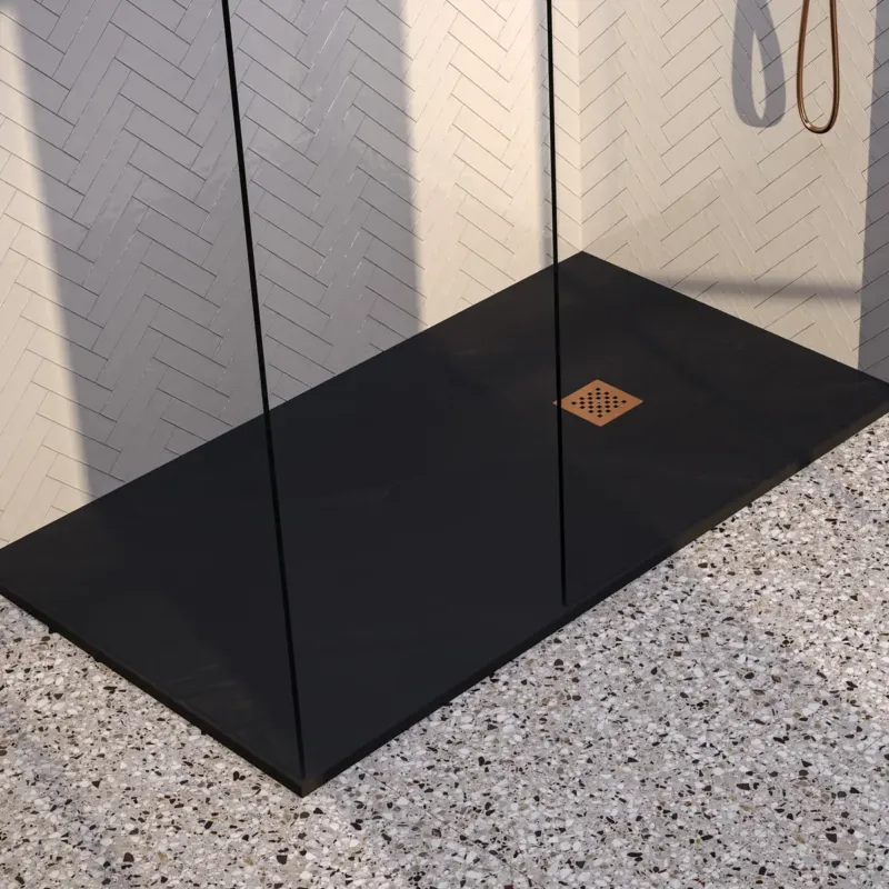 Brauer Asteroid douchevloer 100x160cm mineraalmarmer zwart mat Must-Have