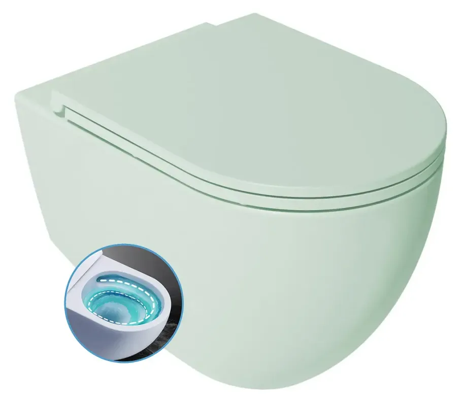 Dagaanbieding Isvea Infinity toiletpot met tornado flush met softclose zitting mintgroen
