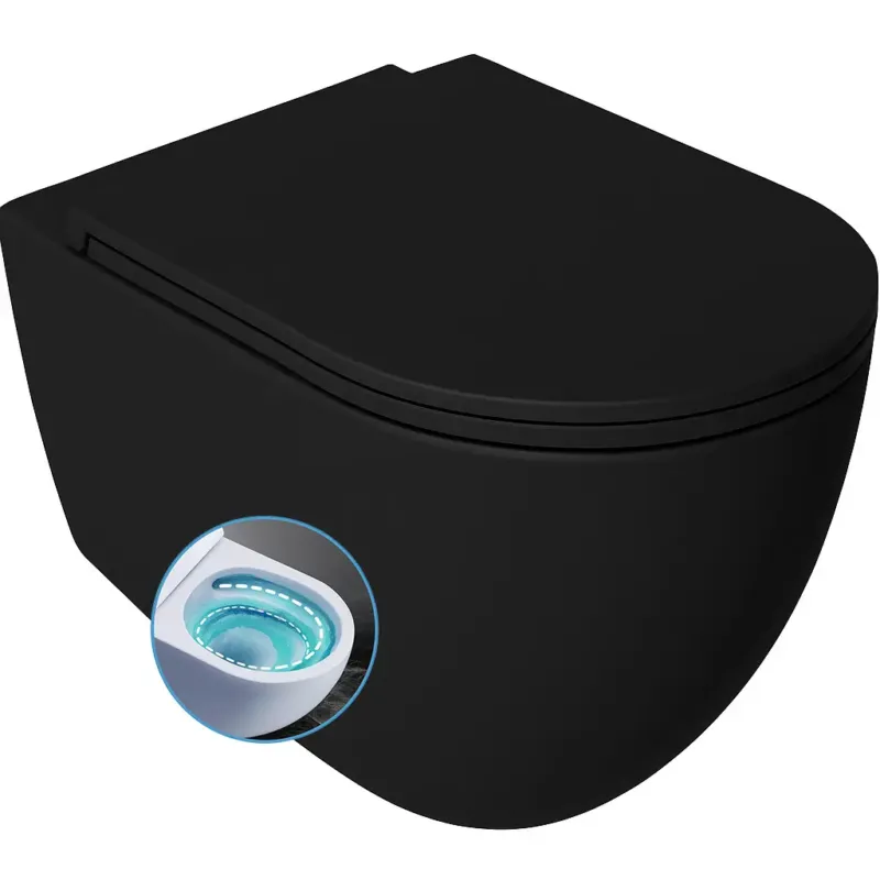 Isvea Infinity toiletpot met tornado flush met softclose zitting zwart mat Alleen Vandaag